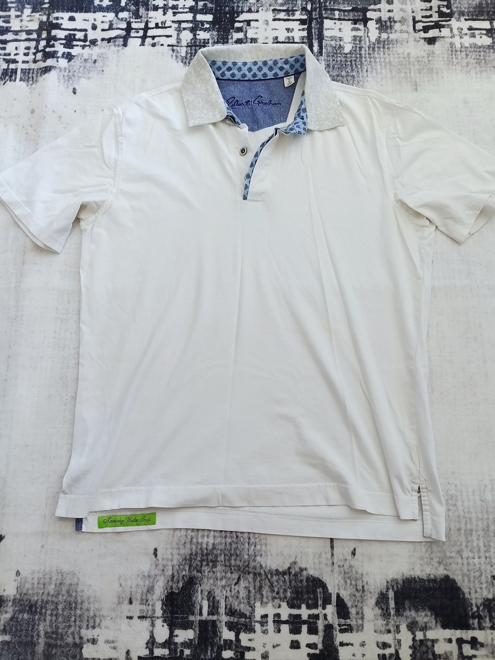 Robert Graham Men’s White Polo with Blue Trim